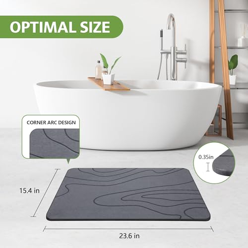 Stone Bath Mat Diatomaceous Earth Non-Slip Gray