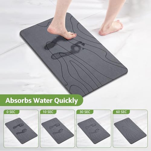 Stone Bath Mat Diatomaceous Earth Non-Slip Gray