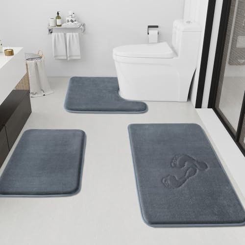 HUXMEYSON Bathroom Rugs Sets 3