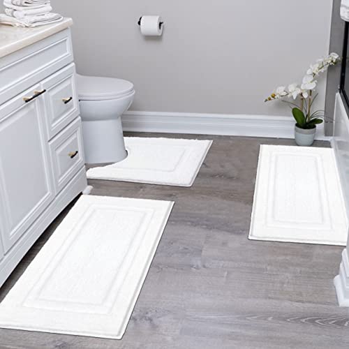 SHACOS White Bathroom Rugs Sets