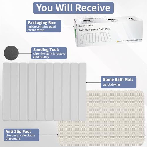Foldable Stone Bath Mat Diatomaceous view 4