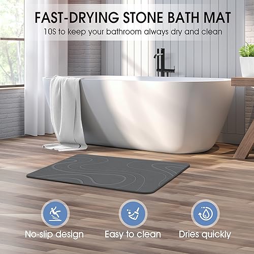Veeloim Stone Bath Mat Diatomaceous view 3