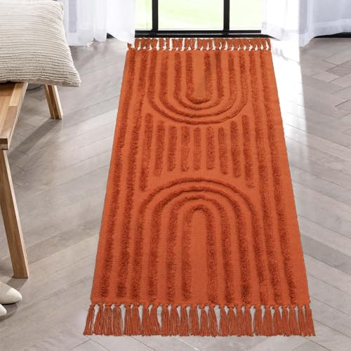 LEEVAN Hand-Woven Terracotta Runner