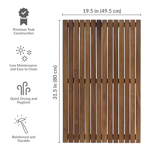 Sunnydaze Solid Teak Shower Mat view 4