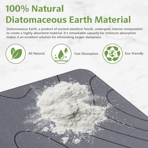 Stone Bath Mat Diatomaceous Earth Non-Slip Gray