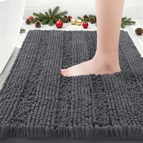ACCUMTEK Striped Grey Bathroom Rug