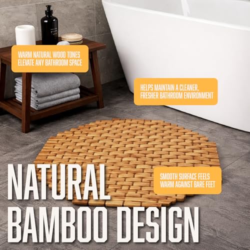 Octagonal Bamboo Bath Mat view 3