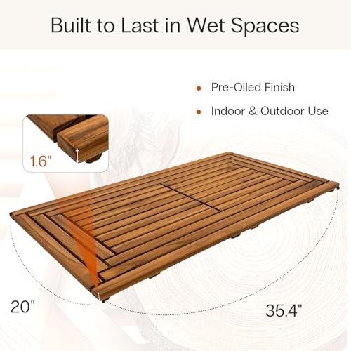 StrongTek Teak Shower Mat Wood view 2
