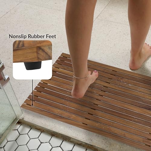 Sunnydaze Solid Teak Shower Mat view 3