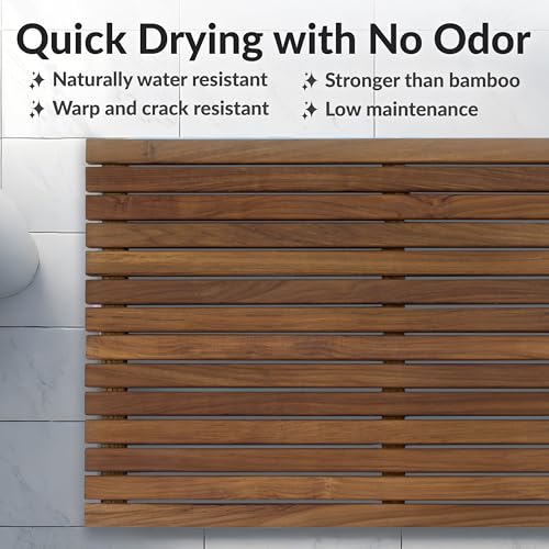 Sunnydaze Solid Teak Shower Mat view 2