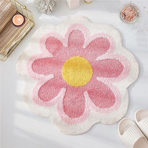 YRXRUS Flower Bath Mat Pink