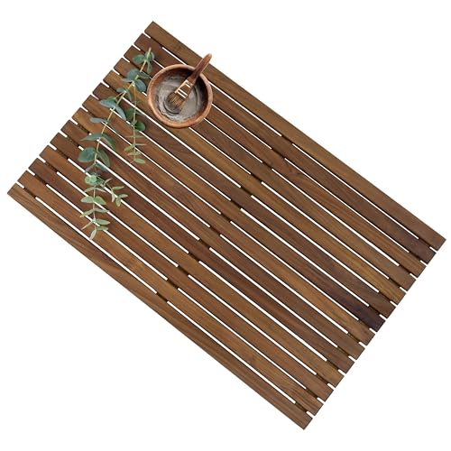 Sunnydaze Solid Teak Shower Mat