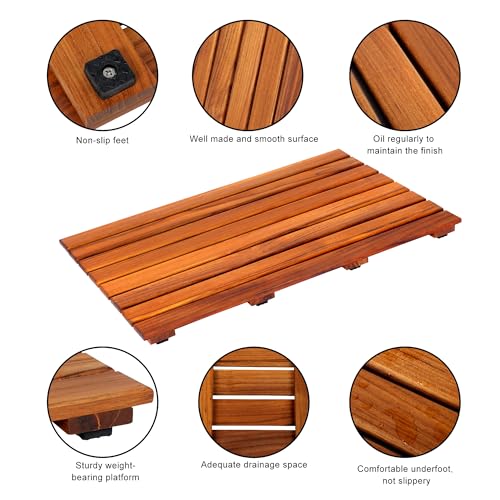 VaeFae Teak Shower Mat Non-Slip view 5