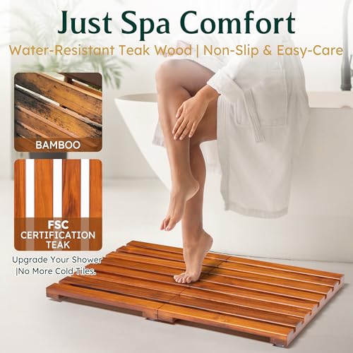 Realgulf Premium Teak Shower Mat view 2