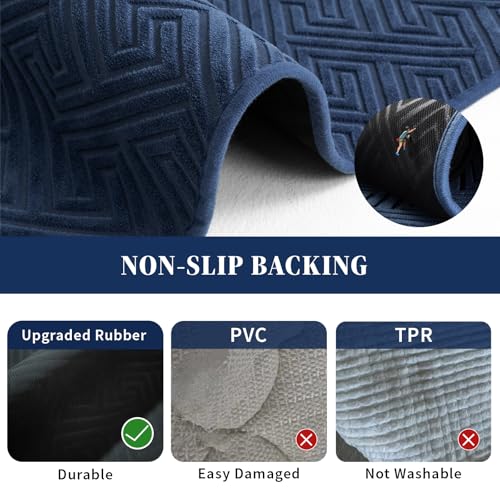 YIHOUSE Navy Blue Bathroom Rugs view 4