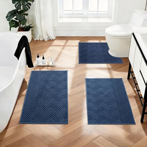 YIHOUSE Navy Blue Bathroom Rugs