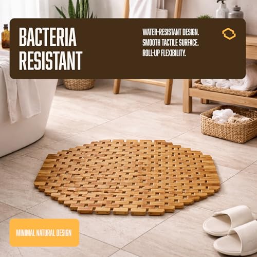 Octagonal Bamboo Bath Mat view 2