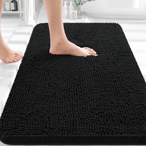 OLANLY Black Bathroom Rug 30x20