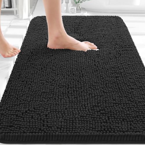 OLANLY Black Bathroom Rug 30x20