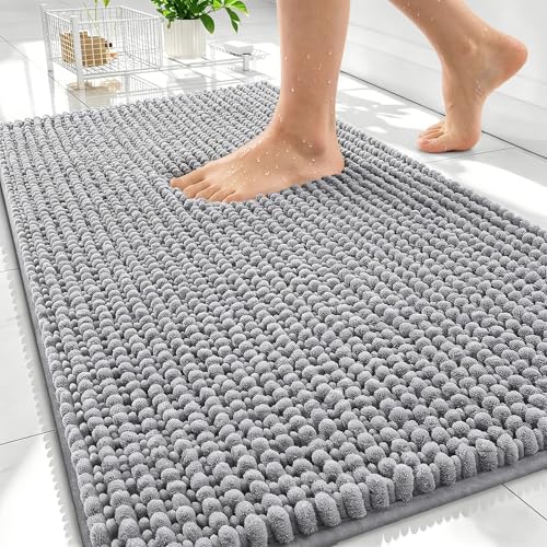 OLANLY Thick Chenille Bathroom Rugs