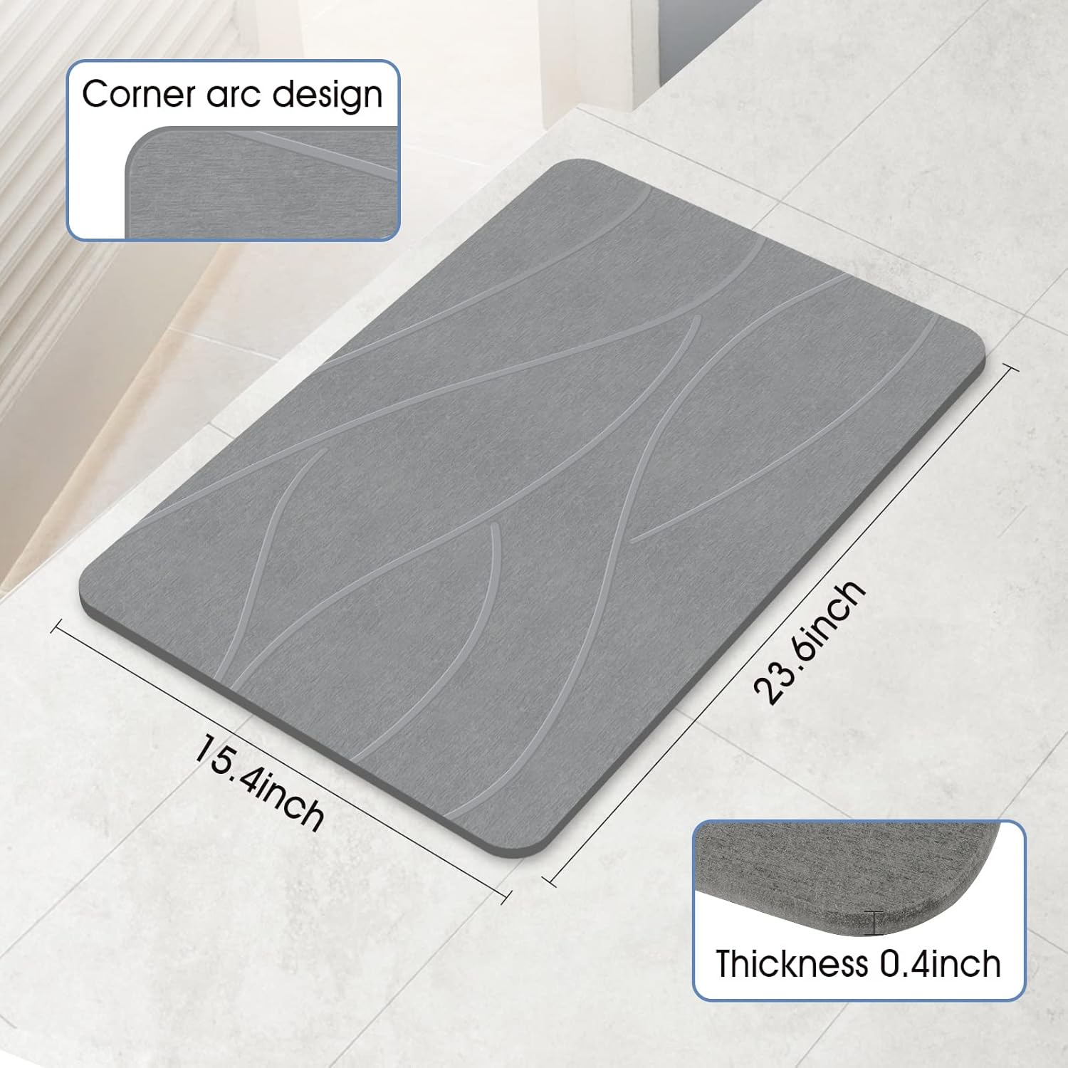 Veeloim Stone Bath Mat Diatomaceous Earth - view 1