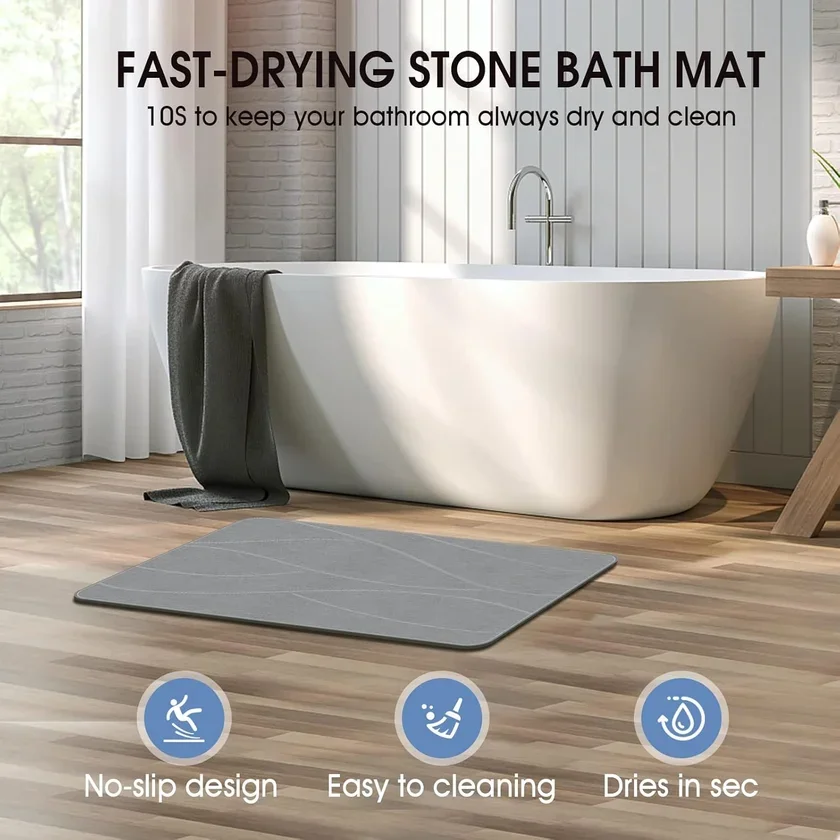 Veeloim Stone Bath Mat Diatomaceous view 3