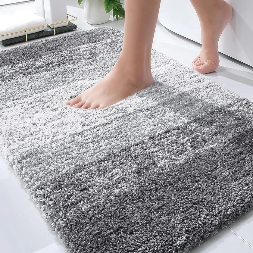 OLANLY Microfiber Bath Rug 30x20 Grey main view